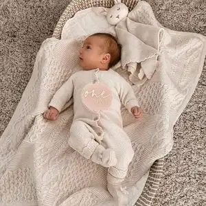 Custom Logo Unisex Spring 100% Organic Cotton Clothes Newborn Toddler Knitted Baby Romper