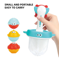 Set Mainan Memancing di Bak Mandi Bayi Edukatif, Bola Hewan Lunak Mengapung dengan Jaring, Bebas BPA, Mainan Air untuk Balita