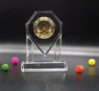 Horloge de table géométrique en cristal de Waterford personnalisée, élégante pour la maison/le bureau, mouvement à quartz, projection électronique, cadeau d'affaires