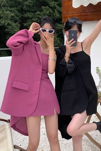 ชุดเดรสโค้ทผ้าแคนวาสทรงยาวสไตล์เกาหลี ชิคแบบฝรั่งเศส ปกเสื้อแบบมีปก ติดกระดุมสามเม็ด สายผ่าข้าง สำหรับฤดูใบไม้ร่วงปี 2026 ขายส่ง - Product Image 6