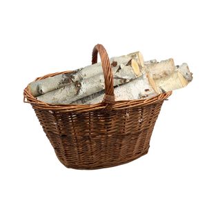 <b>Wicker</b> Firewood <b>Basket</b> With <b>Handle</b> 47.5x33x38 Cm Natural Brown Woven <b>Basket</b> - Product Image 6