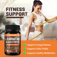 Capsules de café noir à la L-Carnitine SPL OEM, complément alimentaire nutritionnel, métabolisme sain, capsules de café noir à la L-Carnitine