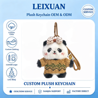 Porte-clés en peluche panda mignon, marron et blanc à pois, avec nœud, pull en tricot kaki, motif géométrique vert, décoration pour sac à dos et sac à main