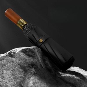Paraguas Plegable Automático de Tres Pliegues con Mango de Madera de 10 Varillas, Resistente al Viento, para Sol y Lluvia, con Impresión de Logotipo Personalizado, Regalos Publicitarios Empresariales - Product Image 1