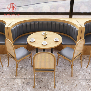 Conjunto de Mesa y Sillas Curvas Minimalistas de Madera Maciza con Tapicería de Cuero <span class=keywords><strong>para</strong></span> Cafetería, Hotel, <span class=keywords><strong>Muebles</strong></span> Comerciales - Product Image 4