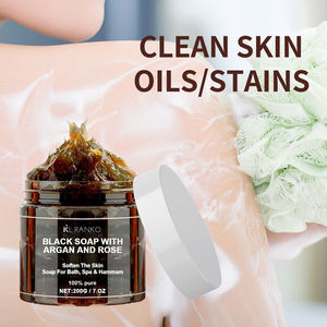 Batang sabun hitam Afrika kustom OEM dengan minyak Argan Maroko dan Scrub badan mawar membersihkan produk kecantikan pengelupasan - Product Image 4
