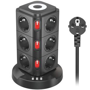 12 cách AC Outlet EU phổ tiêu chuẩn thông minh cắm bảo vệ tăng mở rộng ổ cắm tháp Power Strip với USB Loại C Cổng - Product Image 1