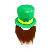 Chapeau Fedora Vert Unisexe pour la Fête de la Saint-Patrick, avec Trèfles Irlandais et Barbe, Idéal pour Carnaval, Spectacles et Cérémonies