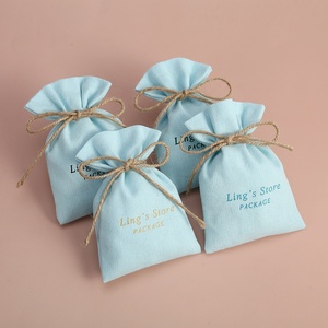 Bolsa de Lona de Lujo de Alta Calidad, Diseño Único, Color Azul Agua Claro, Mini, Pequeña, con Logotipo Personalizado, para Mujeres y Niñas, para Joyería - Product Image 3
