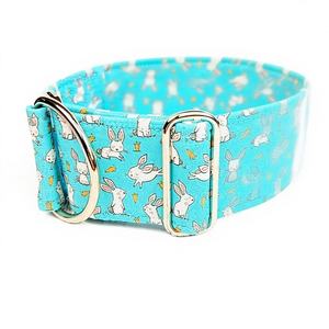 ปลอกคอสุนัขเกรย์ฮาวด์และวิปเพ็ทลายอีสเตอร์พร้อมหัวเข็มขัดแบบสไลด์สีฟ้า ดีไซน์กระต่ายน่ารักและแครอท - Product Image 1