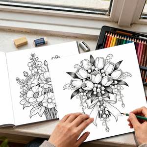 Cuadernos para Colorear con Logotipo Personalizado, Diseño Floral Espiral, Hermoso Libro para Colorear para Amantes del <span class=keywords><strong>Arte</strong></span>, Niños, Adultos, Material Escolar - Product Image 2