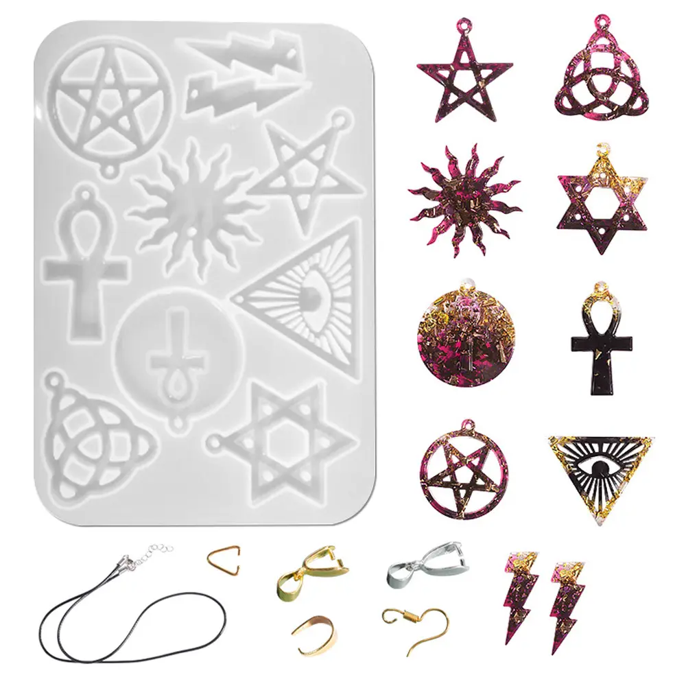 Epoxy resin Punk anting perhiasan cetakan Pentagram ajaib Pentagram Bintang geometris gaya liontin silikon epoksi cetakan
