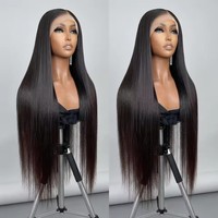 Perruques Lace Front 13x4 en Cheveux Indiens Raides, Vierges, Non Traités, avec Cuticules Alignées, pour Femmes Noires, Perruque Transparente en Cheveux Humains