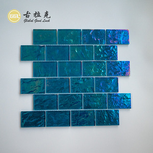 Goodluck gạch màu xanh óng ánh tàu điện ngầm Khảm pha lê thủy tinh tường gạch cho căn hộ tường trang trí nội thất và hồ bơi trang trí - Product Image 6