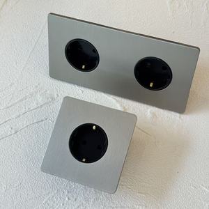 Interrupteur mural universel européen 10A en nickel mat avec panneau en acier inoxydable moleté, variateur <span class=keywords><strong>de</strong></span> lumière rétro double - Product Image 2