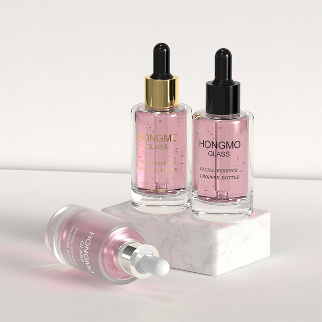 Glass Dropper Bottle 30ml Frosted Glass Dropper Bottle Gold Collar Rubber 30 ml Glass Serum Bottle with Dropper Colorful