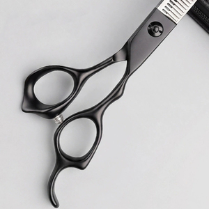 Tijeras de peluquería profesionales Solingen de acero inoxidable 6Cr13, delgadas, para entresacar, con logo, de 6 pulgadas, 3 cuchillas, juego negro y rosa, para corte en caliente. - Product Image 6