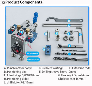 Woodworking Three in One Wood Punching Positioning Set Cabinet Hardware Tools Punch Locator Dowel Jig Fast Fixed <strong>Drilling</strong> <strong>Guide</strong> - Product Image 5