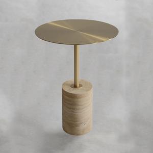 Tavolino da Caffè Wabi-sabi in Pietra Stile Nordico Semplice, Tavolino Rotondo Creativo in Acciaio Inossidabile per Casa Modello - Product Image 1