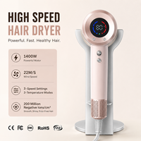 Sèche-cheveux à 200 millions d'ions négatifs, 22 m/s, affichage numérique LED, sèche-cheveux haute vitesse avec diffuseur, sèche-cheveux électrique