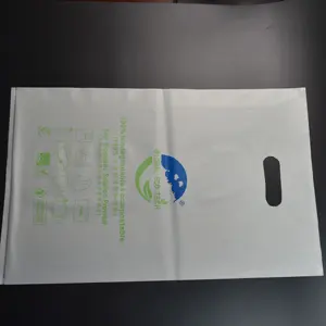 डिजाइन मुद्रित Biodegradable पीएलए + PBAT वाहक पंच छेद संभाल शॉपिंग प्लास्टिक मर कट बैग