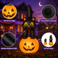 Décoration de jardin d'Halloween en forme de chat noir gonflable LED sur mesure