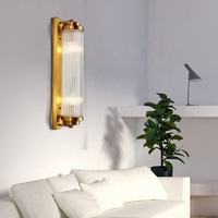 Applique Murale LED en Cristal Minimaliste Nordique Moderne pour Maison et Bureau, Finition Dorée, Éclairage d'Ambiance à IRC Élevé 90