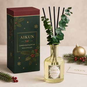 Aikun ก้านหวายธรรมชาติไร้เปลวไฟทำจากแก้วใสกล่องของขวัญน้ำหอมปรับอากาศสำหรับตกแต่งบ้านตามฤดูกาล - Product Image 1