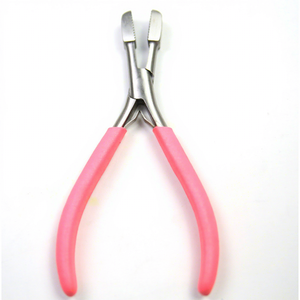TEEJAY / Alicates para Extensiones de Cabello con Marca Personalizada, Acero Inoxidable, Mangos Rosados, para Instalar y Retirar Anillos de Queratina y Micro Anillos - Product Image 1