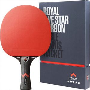 <span class=keywords><strong>Raquette</strong></span> de tennis de table <span class=keywords><strong>STIGA</strong></span> Royal Carbon 5 étoiles, qualité professionnelle, lame 2 plis en fibre de carbone, caoutchouc à picots, poignée Shake Hand - Product Image 1