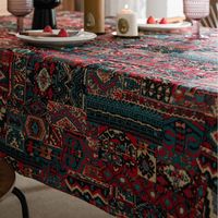 Nappe Jacquard Géométrique Ethnique Miao, Tissu Épais Double Face Coloré, Housse Décorative de Table à Manger Style Bohème