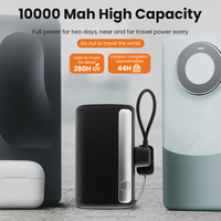 Nouvelle batterie externe portable de poche avec prise secteur, affichage numérique LED, grande capacité 10000mAh, mini capsule, avec support de téléphone