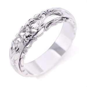 Anillo de boda de cobre chapado en oro blanco con diseño de flor H156, joyería fina clásica unisex - Product Image 1