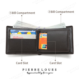 Pierre Loues <b>Men's</b> Bi-Fold <b>Wallet</b> Deep Coffee <b>RFID</b> Blocking Card Slots Bill Compartment Business <b>Wallet</b> - Product Image 1