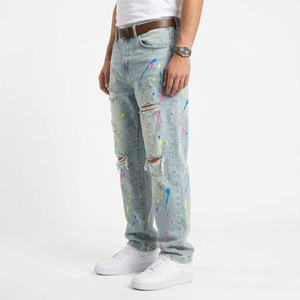 <b>men's</b> wide leg baggy <b>jeans</b> cotton denim loose fit mid waist casual fashion streetwear <b>trousers</b> for <b>men</b> for sale new quality - Product Image 6