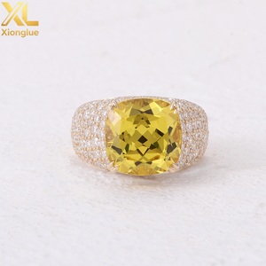 Hip Hop Luxury 10K 18K Gold Plated 0.3m Plating Thickness Yellow Round Natural Stones Unisex Gift <b>Chunky</b> Fashion <b>Rings</b> - Product Image 3