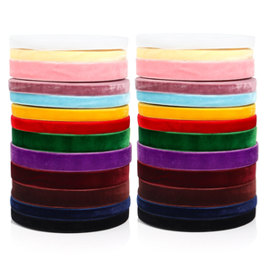 Rollo de <span class=keywords><strong>cinta</strong></span> de <span class=keywords><strong>terciopelo</strong></span> azul de 20 mm al por mayor cintas de satén de un solo lado personalizadas elásticas <span class=keywords><strong>cinta</strong></span> de nailon 100% - Product Image 2