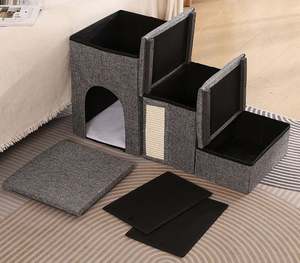 Large Capacity Flip <b>Storage</b> <b>Box</b> Foldable 3-Step Pet Stairs with Hidden Condo <b>Storage</b> - Product Image 6