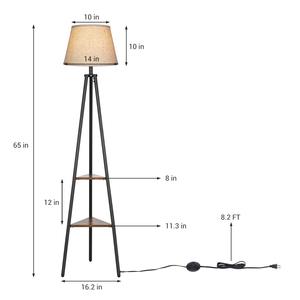 Industrial Standing Storage <strong>Lamp</strong> Living Room Beige Linen Shade <strong>Tripod</strong> <strong>Floor</strong> <strong>Lamp</strong> <strong>with</strong> <strong>Shelves</strong> - Product Image 6