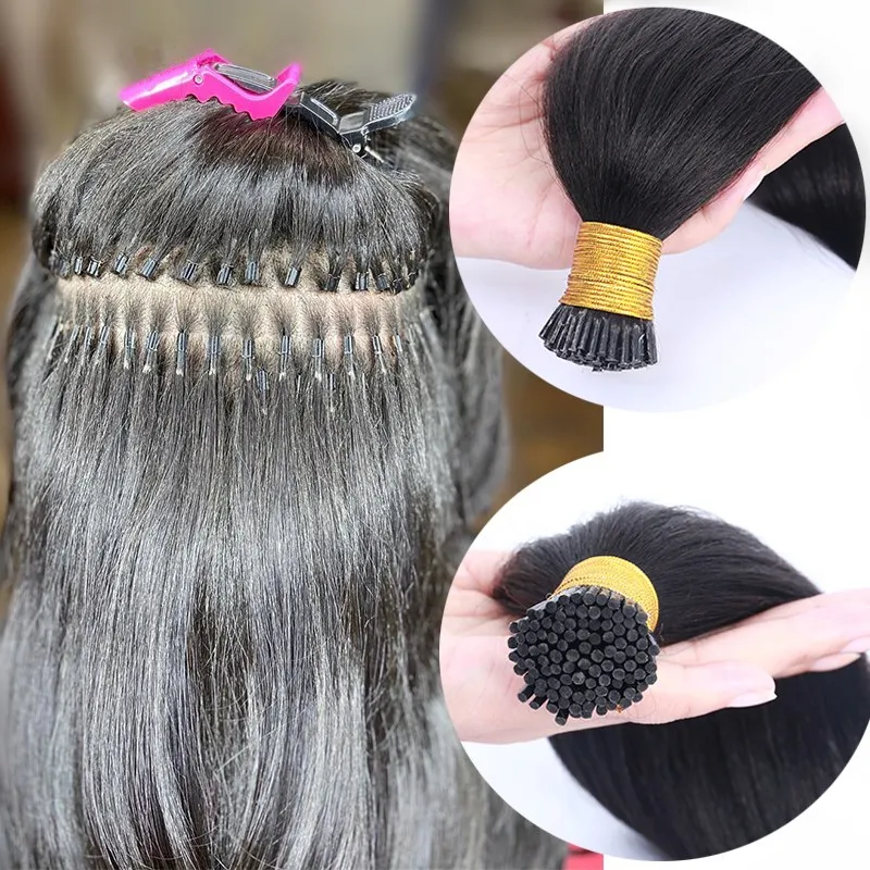 micro links hair extension supplier 30 inch 12a 1b black straight itip 100% natural human virgin remy hair i tip hair extensions