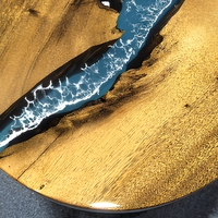 Table basse minimaliste moderne en bois massif incrusté de résine, créative, petite, pour chambre à coucher, salon, meubles de maison