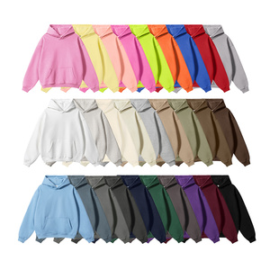 Ensemble sweat à capuche unisexe en molleton de coton couleur unie avec logo personnalisé, coupe oversize, décontracté, pour l'hiver, avec poche - Product Image 1