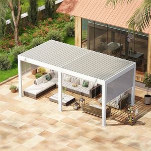 <span class=keywords><strong>Pergola</strong></span> manuelle en <span class=keywords><strong>aluminium</strong></span>, abri léger avec stores latéraux pour patio et petit jardin - Product Image 1