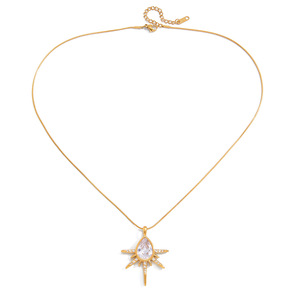 Collar con colgante de circonita en forma de lágrima, con engaste pavé en tono dorado, para uso diario, regalo de joyería para mujer - Product Image 5