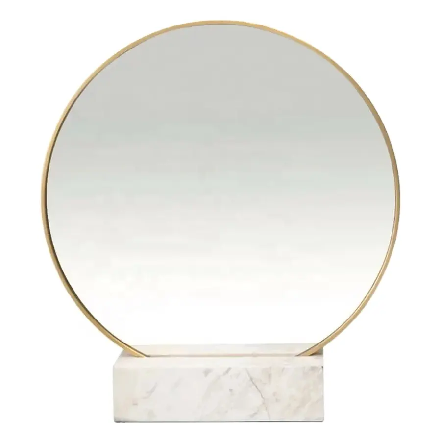 Двухстороннее роскошное Мраморное зеркало для салона с латунной рамкой для парикмахера