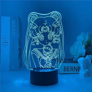 Lámpara de luz nocturna 3D de ilusión 3D, foto personalizada, personajes de Sailor Moon para decoración de dormitorio de niña - Product Image 4