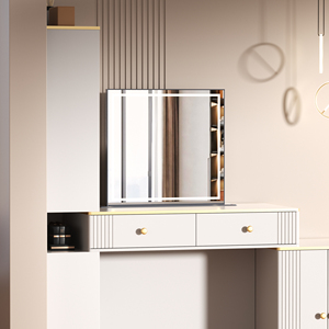Table de toilette moderne de luxe avec miroir électrique escamotable et éclairage LED - Product Image 1
