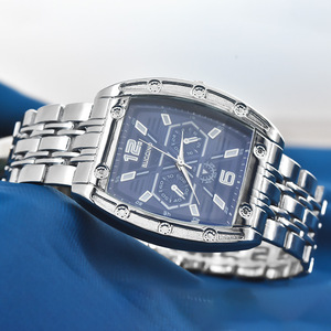 Tonneau-shaped men's <b>watch</b>, stylish, casual, original design, quartz steel strap <b>watch</b> for students. - Product Image 2