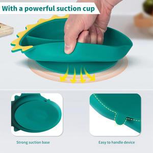 Cuillères et fourchettes en acier inoxydable de 3 pièces avec plaques d'aspiration en forme de <span class=keywords><strong>dinosaure</strong></span>, ensemble d'alimentatio - Product Image 4