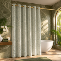 Rideau de douche Air Layer extensible dans 4 directions, motif feuille, 183x183cm, 140GSM, 10 œillets, tissu texturé, décoration de salle de bain